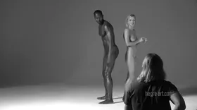 Nude photoshoot with a well-built black man and a beautiful blonde