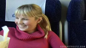 He convinces an amateur to suck him off and fuck on the train