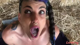 Sex ride in the hay for this hairy amateur couple