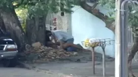 Video voyeur filming a couple fucking in the street!